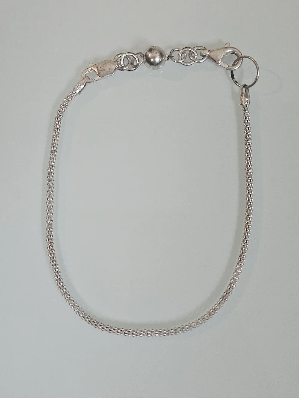 925 Popcorn Link Sterling Silver Bracelet 6.5